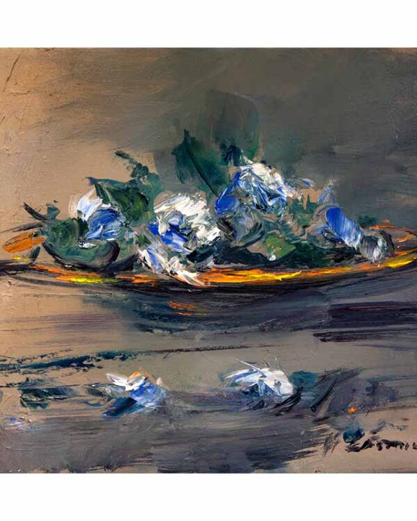 Plato con Flores Azules