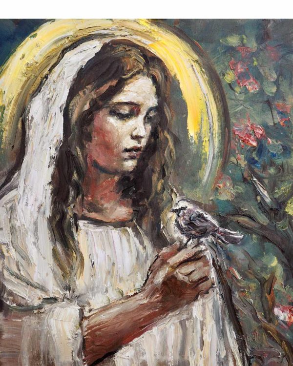 Virgen Niña con pajarito