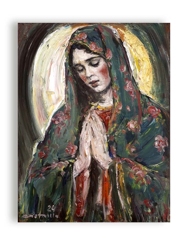 Virgencita con manto de rosas